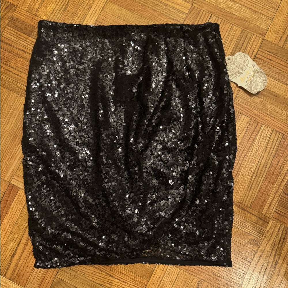Altar'd State Black Sequin Mini Skirt
